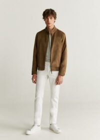 Blouson biker imitation daim Nouvelle collection MANGO MAN