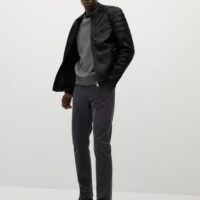 Blouson biker nappa noir Nouvelle collection MANGO MAN