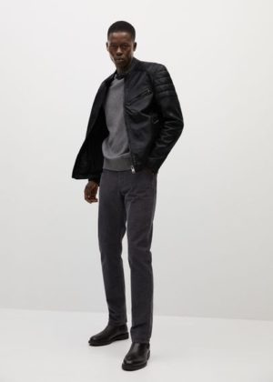 Blouson biker nappa noir Nouvelle collection MANGO MAN