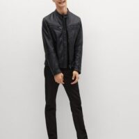 Blouson biker nappa noir Nouvelle collection MANGO MAN