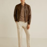 Blouson biker nappa surpiqûres Nouvelle collection MANGO MAN