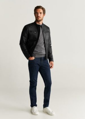 Blouson biker similicuir Nouvelle collection MANGO MAN