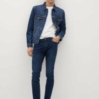 Blouson denim délavé foncé Nouvelle collection MANGO MAN