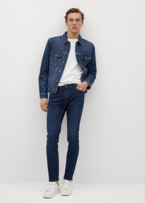 Blouson denim délavé foncé Nouvelle collection MANGO MAN