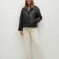 Blouson matelassé cuir Nouvelle collection MANGO