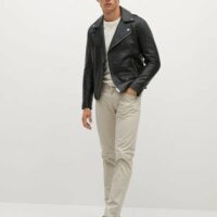 Blouson perfecto cuir revers Nouvelle collection MANGO MAN