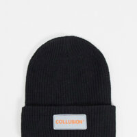 COLLUSION Unisex - Bonnet avec étiquette logo - Noir Asos