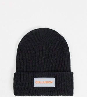 COLLUSION Unisex - Bonnet avec étiquette logo - Noir Asos