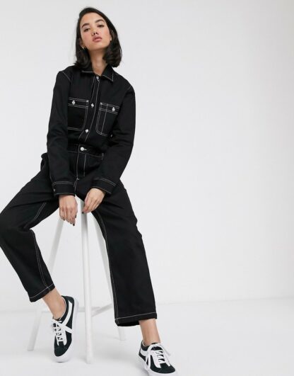 Carhartt WIP - Combinaison décontractée en jean avec coutures contrastantes-Noir Asos