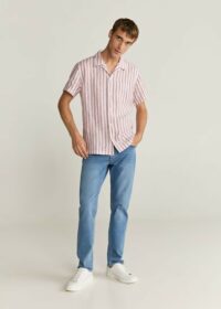 Chemise regular-fit 100 % lin rayures Nouvelle collection MANGO MAN