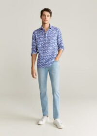 Chemise regular-fit en lin imprimée Nouvelle collection MANGO MAN