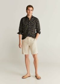 Chemise slim-fit lin imprimé floral Nouvelle collection MANGO MAN