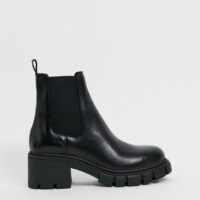 Chio - Bottines chelsea chunky en cuir - Noir Asos