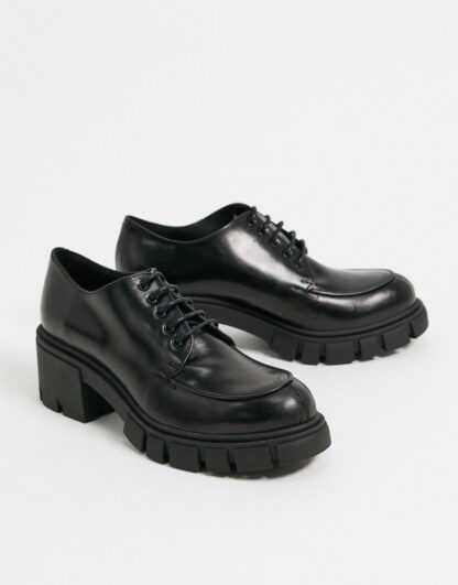 Chio - Chaussures chunky à lacets - Cuir noir Asos
