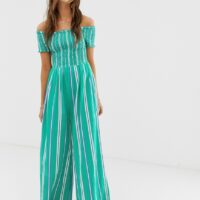 Cleobella - Jade - Combinaison à rayures style Bardot-Vert Asos