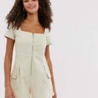 Daisy Street - Combishort fonctionnel avec tirette anneau-Beige Asos