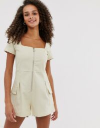 Daisy Street - Combishort fonctionnel avec tirette anneau-Beige Asos