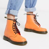 Dr Martens - 1460 - Bottines plates en cuir - Orange Asos