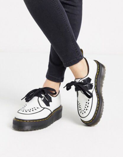 Dr Martens - Sidney - Chaussures plates à grosse semelle creeper - Blanc-Multi Asos