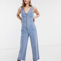 Emory Park - Combinaison boutonnée sur le devant en jean délavé-Bleu Asos