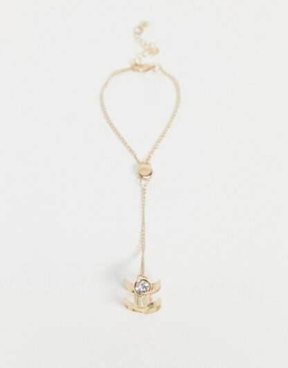Glamorous - Bijou de main en chaîne avec bracelet et bague ornée-Doré Asos