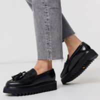 Grenson - Brie - Mocassins chunky en cuir verni - Noir Asos