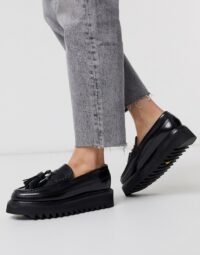 Grenson - Brie - Mocassins chunky en cuir verni - Noir Asos