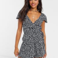 Hollister - Combishort à imprimé petites fleurs - Noir Asos