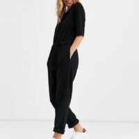 JDY - Combinaison à manches 3/4 avec lien à la taille-Noir Asos