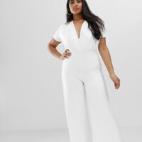 Koco & K Plus - Combinaison large douce au toucher - Blanc Asos