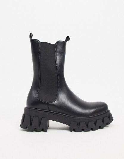 Koi Footwear - Sentry - Bottes chunky en cuir vegan - Noir Asos