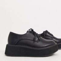 Koi - London - Chaussures vegan chunky à lacets - Noir Asos