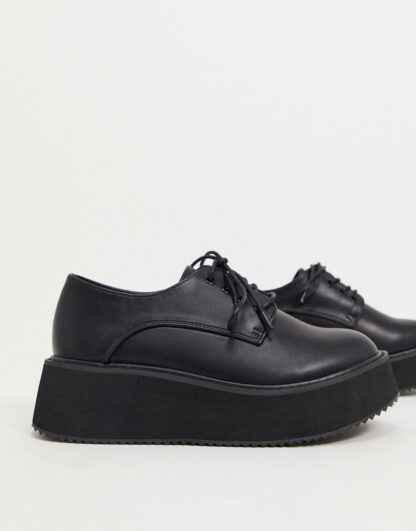 Koi - London - Chaussures vegan chunky à lacets - Noir Asos