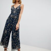 Lace & Beads - Combinaison façon jupe-culotte ornée avec bretelles effet caraco-Noir Asos