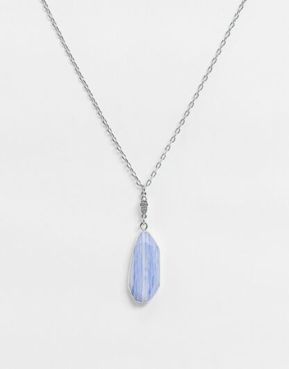 Liars & Lovers - Collier avec pendentif orné d'une pierre bleue - Argenté Asos