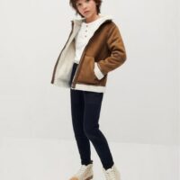 Manteau suédine en imitation mouton Nouvelle collection MANGO KIDS