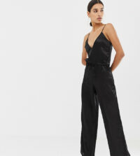 Missguided - Combinaison en satin - Noir Asos