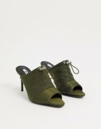 NA-KD - Mules rembourrées à talons - Kaki-Vert Asos