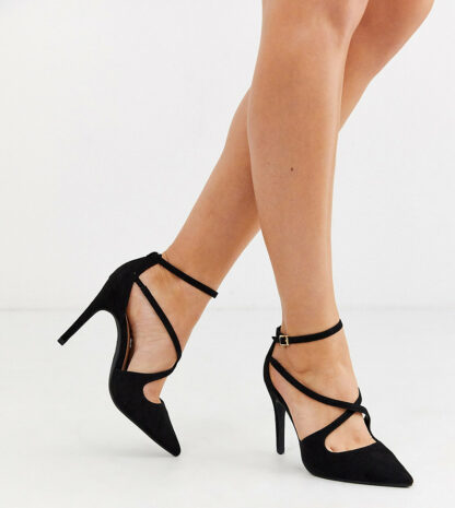New Look Wide Fit - Chaussures en daim à talon - Noir Asos