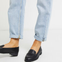 New Look Wide Fit - Mocassins cloutés - Noir Asos