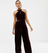 Oasis - Combinaison avec col torsadé - Bordeaux-Violet Asos