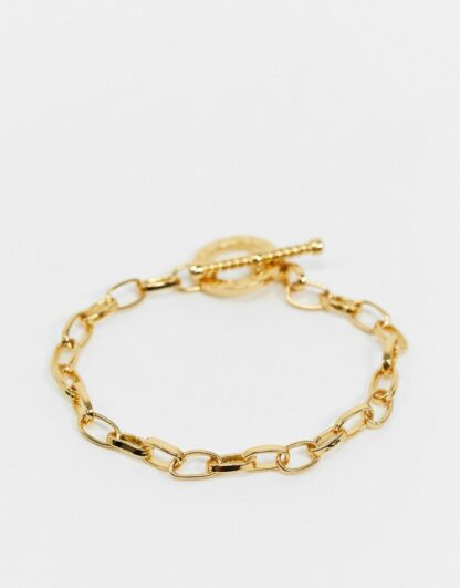 Olivia Burton - Bracelet chaîne en plaqué or avec fermoir en T et strass-Doré Asos