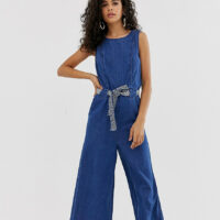 Only Tall - Combinaison courte en jean-Bleu Asos