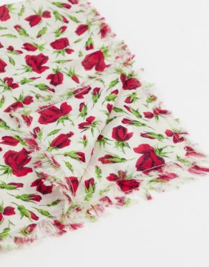 & Other Stories - Foulard à motif roses - Rouge et crème Asos