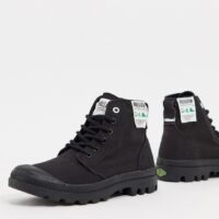 Palladium - Pampa - Bottines hautes en coton biologique à lacets - Noir Asos