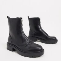 Pull&Bear - Bottes vernies à fermeture éclair - Noir Asos