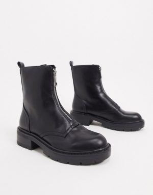 Pull&Bear - Bottes vernies à fermeture éclair - Noir Asos