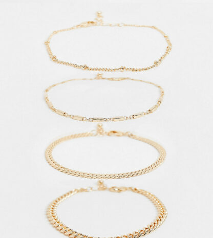 Reclaimed Vintage Inspired - Lot de bracelets fins avec chaînes variées-Doré Asos