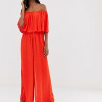 River Island - Combinaison à épaules dénudées - Rouge Asos