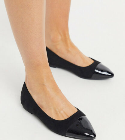 ???????Simply Be - Ballerines plates pointure large - Noir Asos